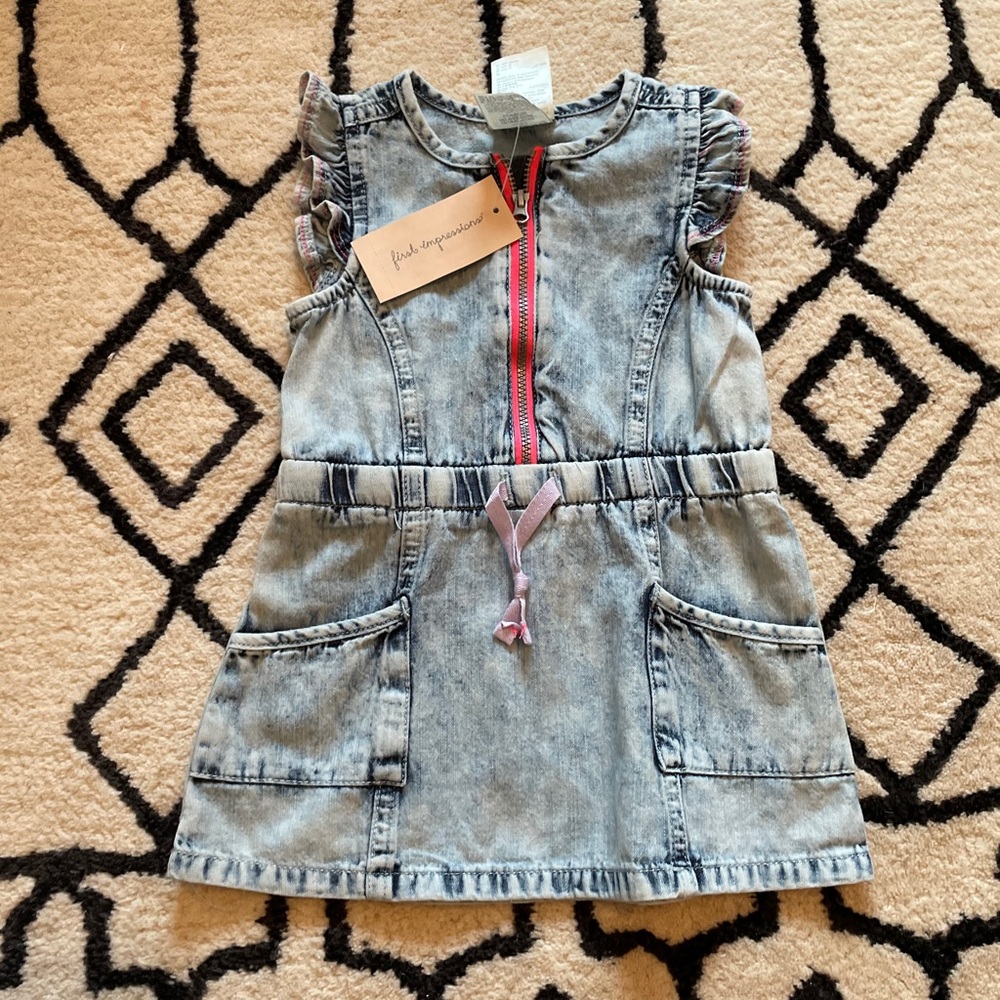 NWT First Impressions Acid Wash Jean Dress 12-18 m